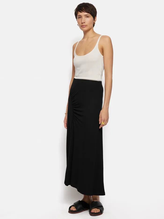 Jigsaw Jersey Ruched Skirt Black Women Skirts