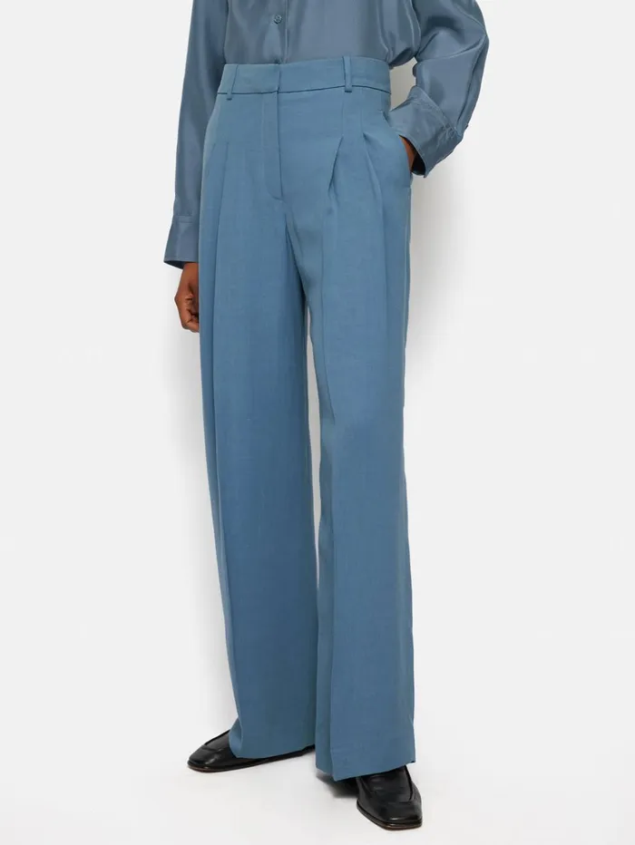 Jigsaw Kemp Italian Linen Trouser Blue Women Trousers