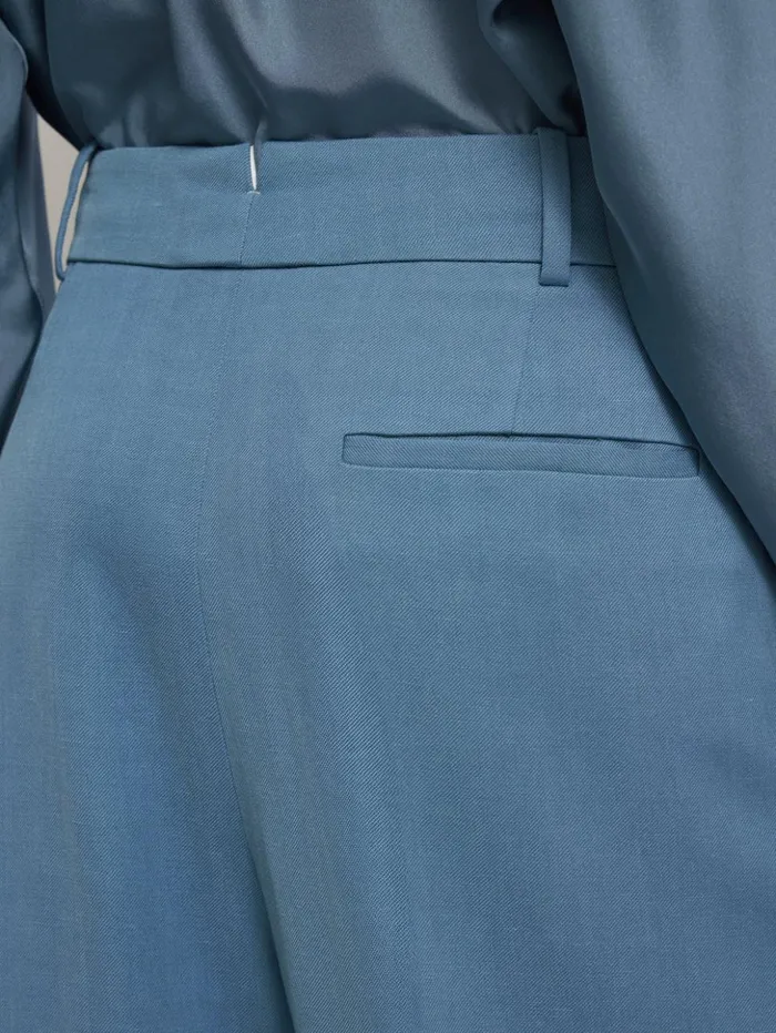 Jigsaw Kemp Italian Linen Trouser Blue Women Trousers