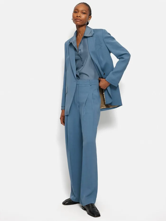Jigsaw Kemp Italian Linen Trouser Blue Women Trousers