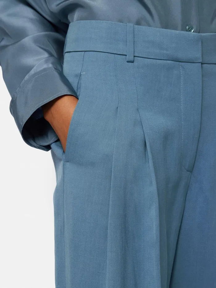 Jigsaw Kemp Italian Linen Trouser Blue Women Trousers