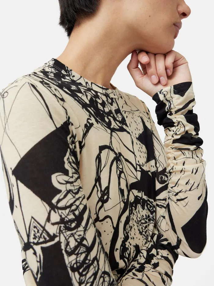 Jigsaw Kings and Queens Long Sleeve Top Monochrome Women Shirts and Tops