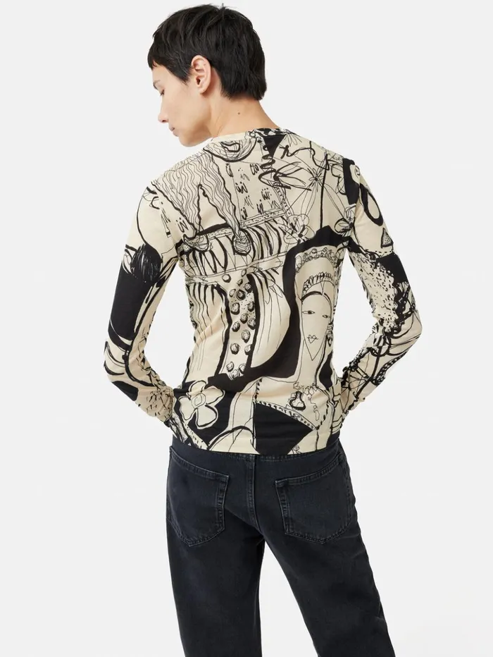 Jigsaw Kings and Queens Long Sleeve Top Monochrome Women Shirts and Tops