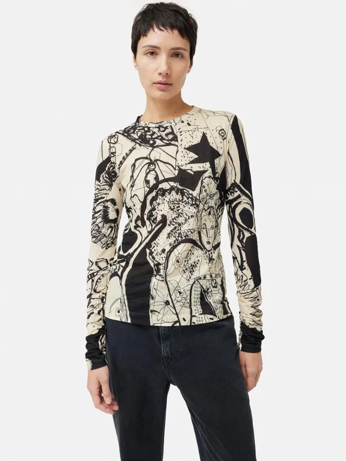 Jigsaw Kings and Queens Long Sleeve Top Monochrome Women Shirts and Tops