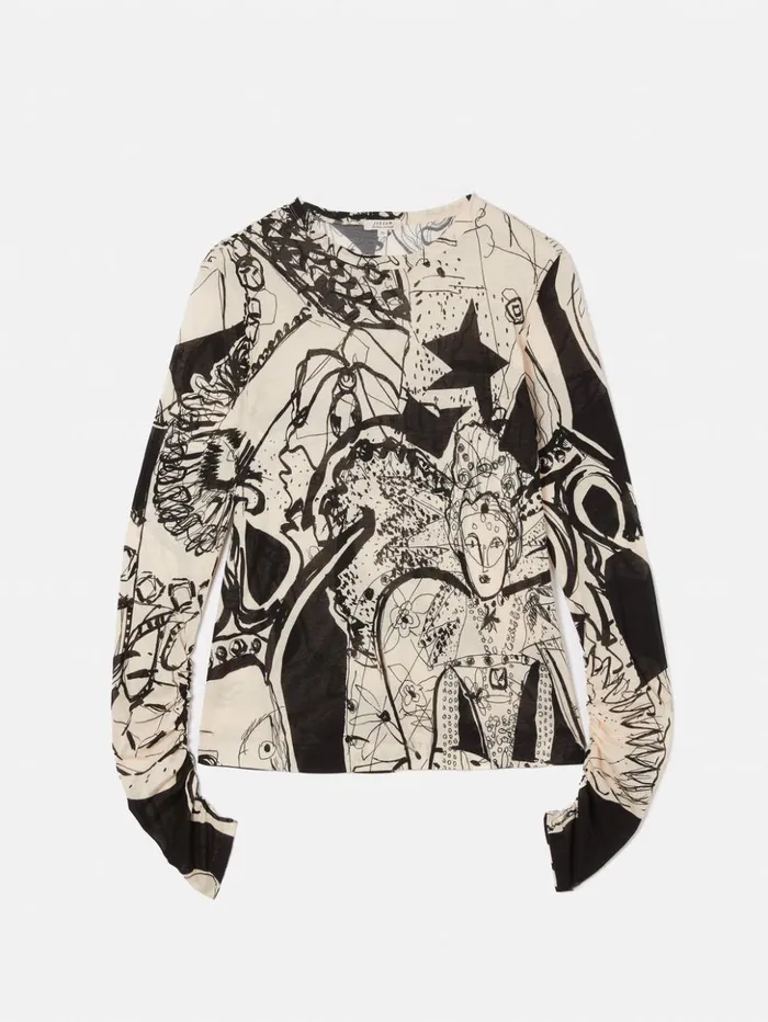 Jigsaw Kings and Queens Long Sleeve Top Monochrome Women Shirts and Tops