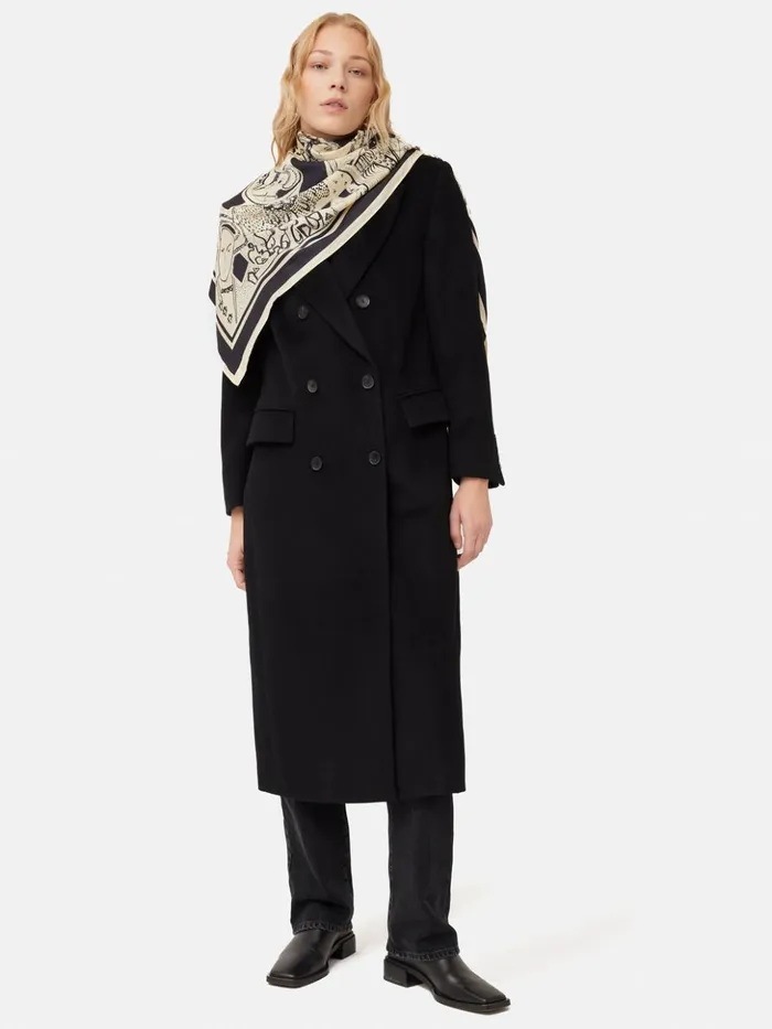 Jigsaw Kings and Queens Silk Scarf Monochrome Women Ponchos and Scarves