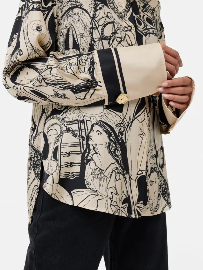 Jigsaw Kings and Queens Silk Shirt Monochrome Women Shirts and Tops