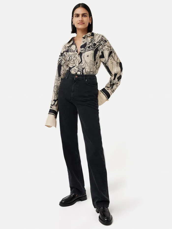 Jigsaw Kings and Queens Silk Shirt Monochrome Women Shirts and Tops