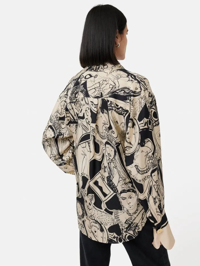 Jigsaw Kings and Queens Silk Shirt Monochrome Women Shirts and Tops