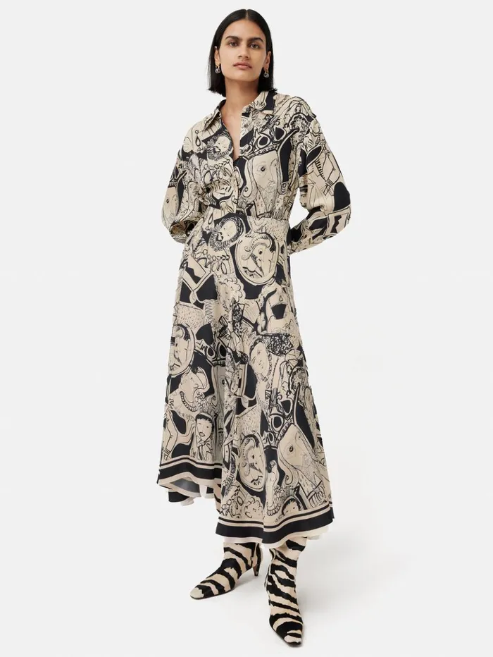Jigsaw Kings and Queens Silk Shirt Monochrome Women Shirts and Tops