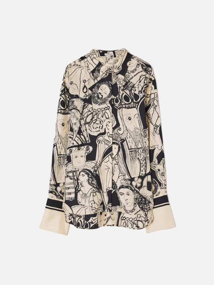 Jigsaw Kings and Queens Silk Shirt Monochrome Women Shirts and Tops