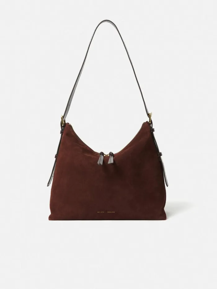 Jigsaw Large Trafalgar Shoulder Bag Burgundy Women Leather