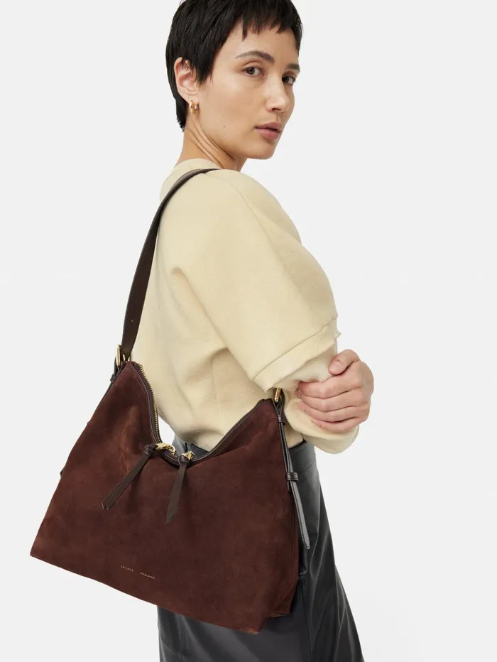 Jigsaw Large Trafalgar Shoulder Bag Burgundy Women Leather