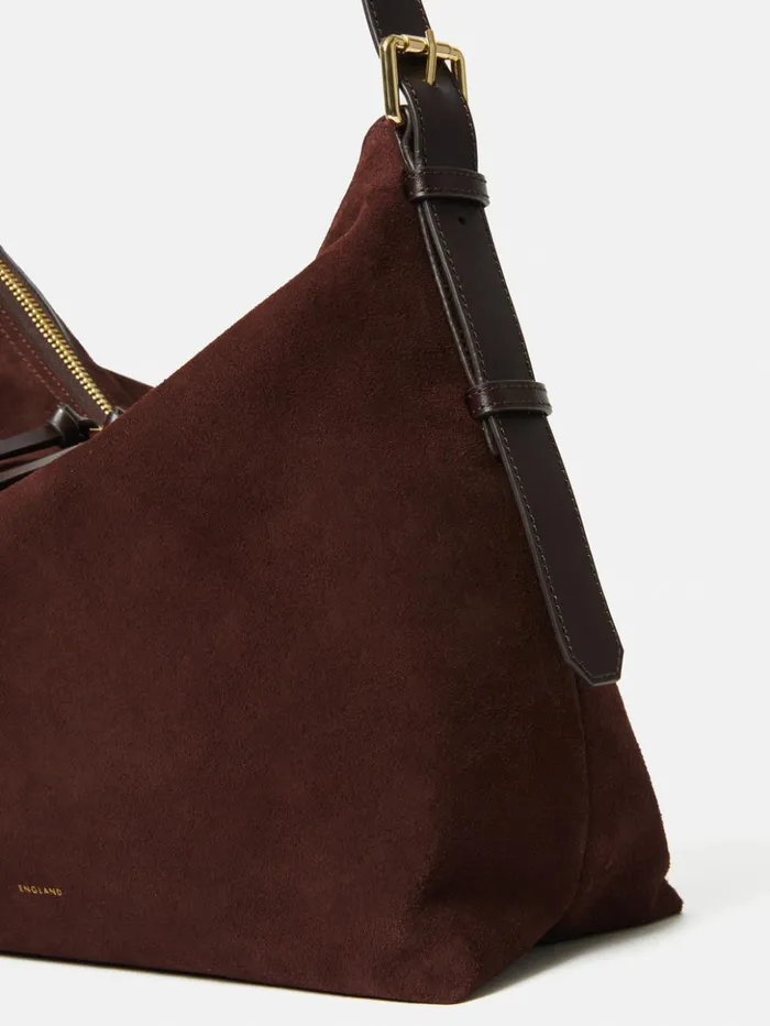 Jigsaw Large Trafalgar Shoulder Bag Burgundy Women Leather