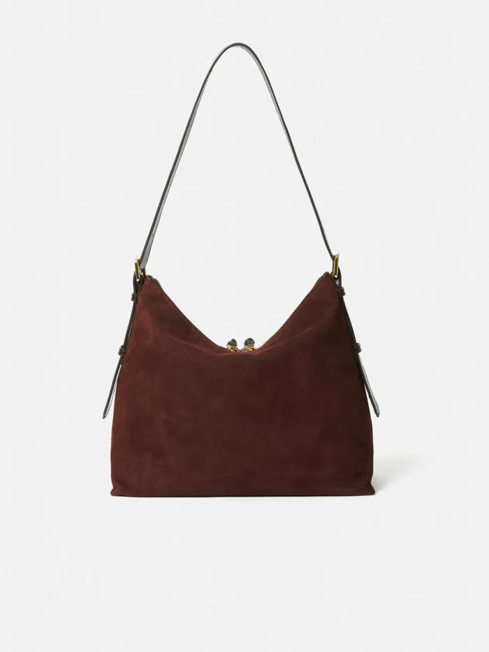 Jigsaw Large Trafalgar Shoulder Bag Burgundy Women Leather