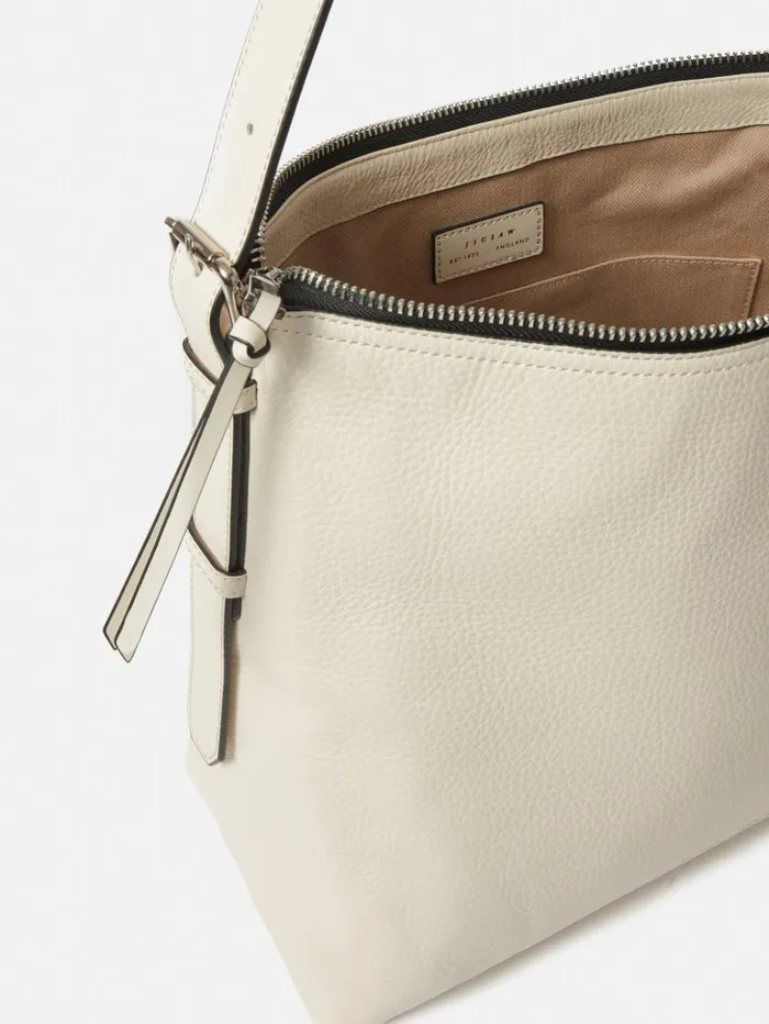 Jigsaw Large Trafalgar Shoulder Bag White Women Leather
