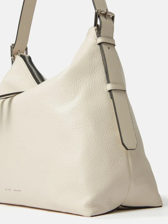 Jigsaw Large Trafalgar Shoulder Bag White Women Leather