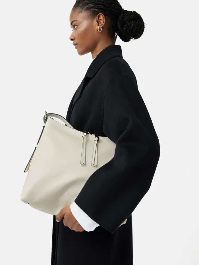 Jigsaw Large Trafalgar Shoulder Bag White Women Leather