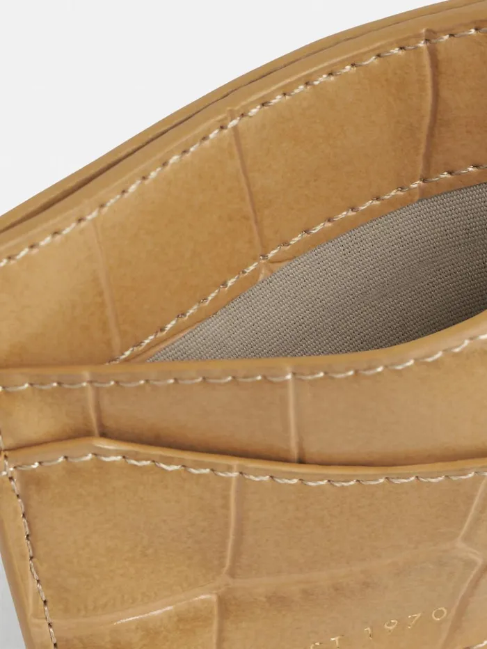 Jigsaw Leather Card Holder Camel Women Wallets and Card Holders