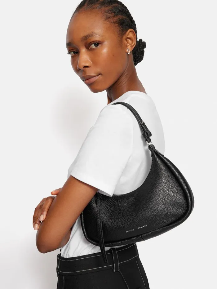 Jigsaw Leather Crescent Bag Small Black Women Leather
