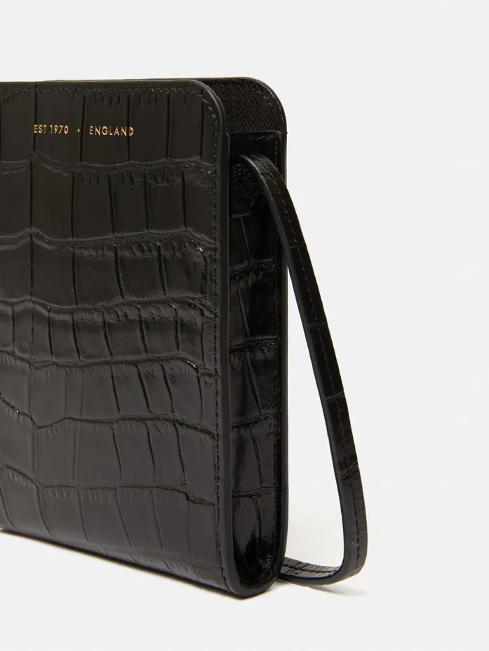 Jigsaw Leather Crossbody Phone Bag Black Women Wallets and Card Holders