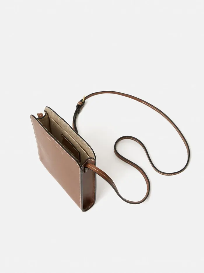 Jigsaw Leather Crossbody Phone Bag Tan Women Wallets and Card Holders