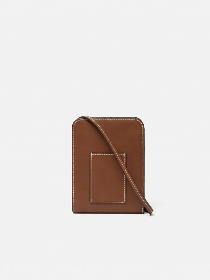 Jigsaw Leather Crossbody Phone Bag Tan Women Wallets and Card Holders