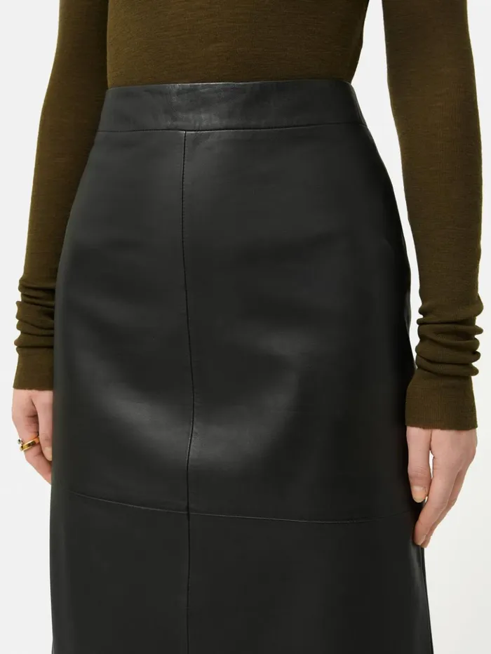 Jigsaw Leather Maxi Skirt Black Women Skirts