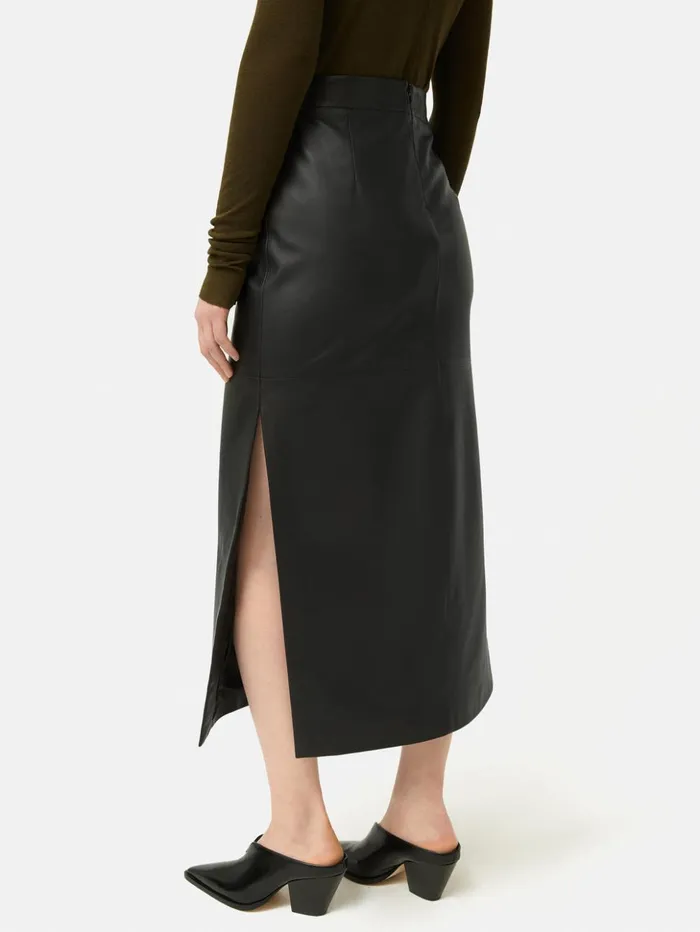 Jigsaw Leather Maxi Skirt Black Women Skirts