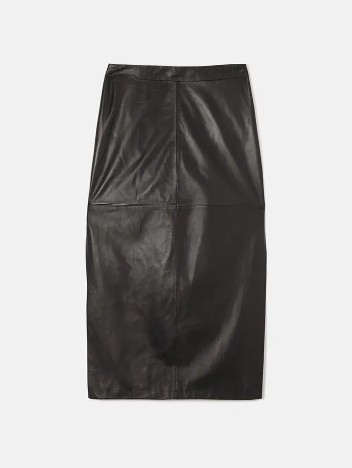 Jigsaw Leather Maxi Skirt Black Women Skirts