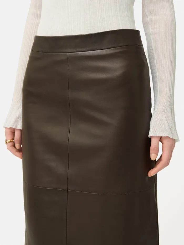 Jigsaw Leather Maxi Skirt Chocolate Women Leather
