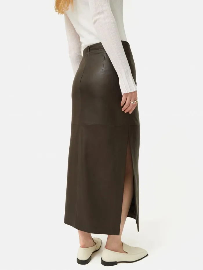 Jigsaw Leather Maxi Skirt Chocolate Women Leather