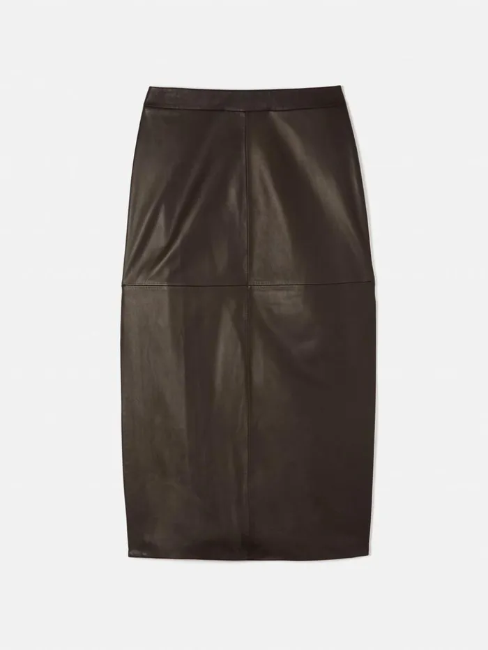 Jigsaw Leather Maxi Skirt Chocolate Women Leather