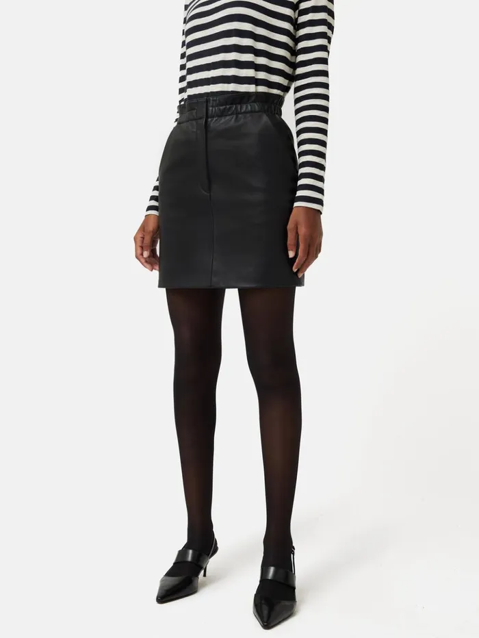 Jigsaw Leather Mini Skirt Black Women Skirts