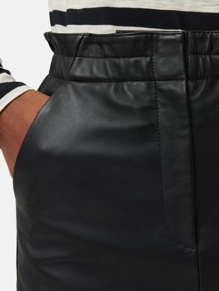 Jigsaw Leather Mini Skirt Black Women Skirts