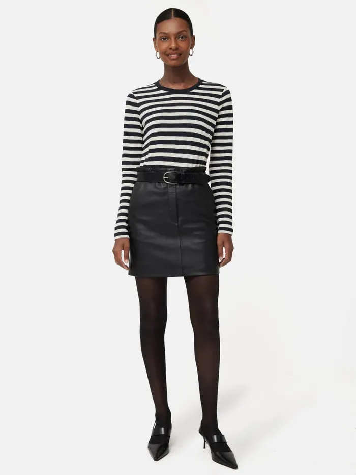 Jigsaw Leather Mini Skirt Black Women Skirts