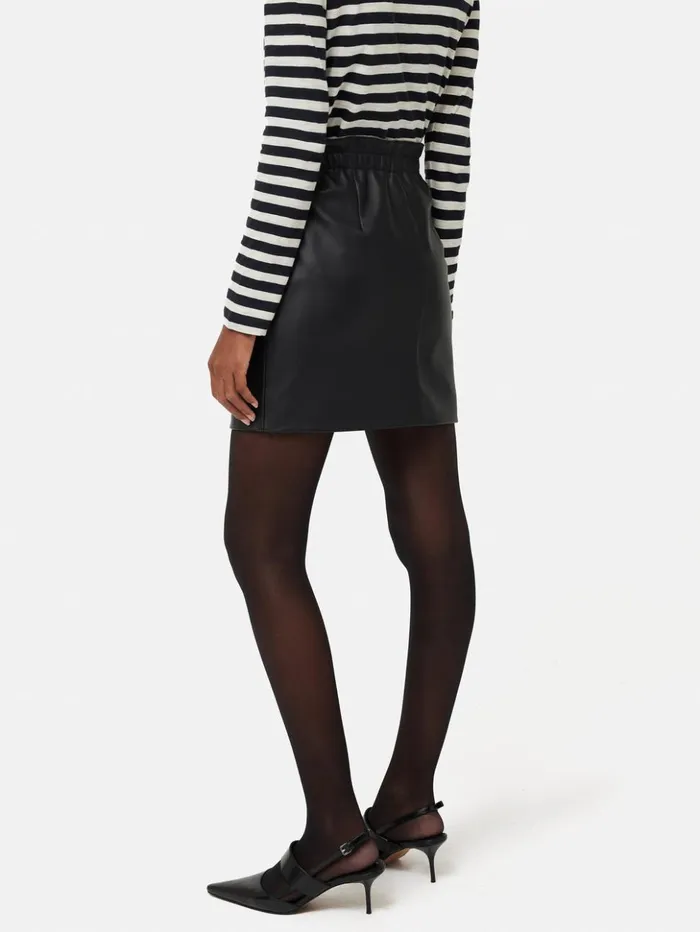 Jigsaw Leather Mini Skirt Black Women Skirts