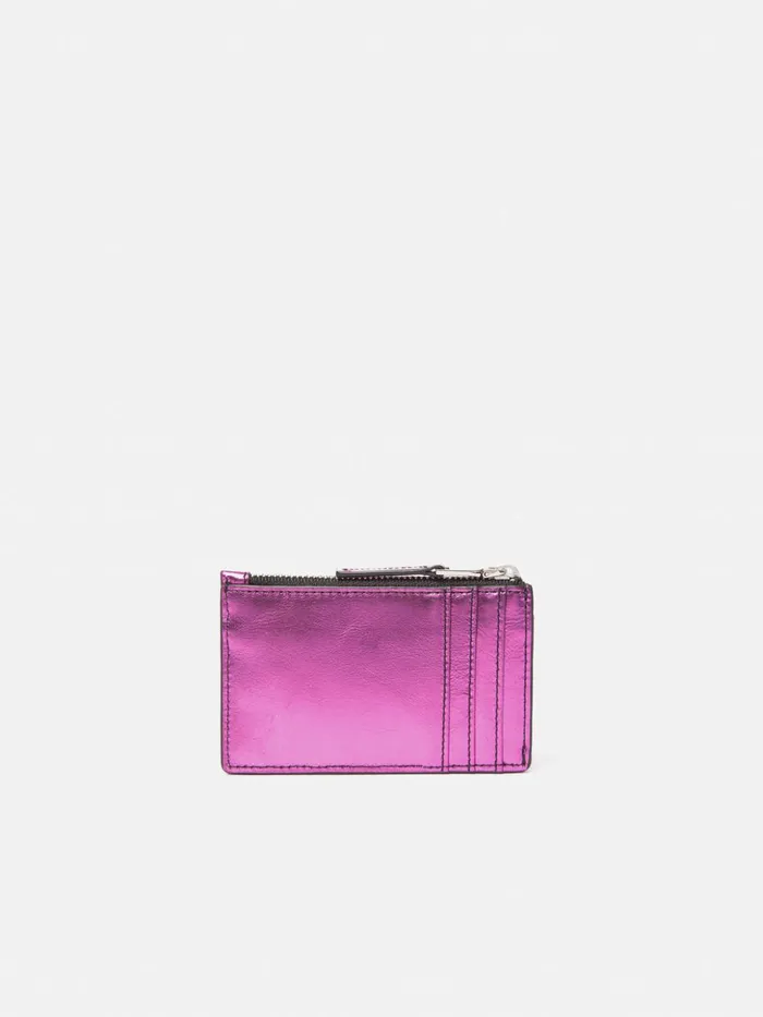Jigsaw Leather Ziptop Card Holder Pink Women Wallets and Card Holders