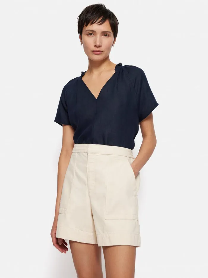 Jigsaw Light Linen Shell Top Navy Women Shirts and Tops