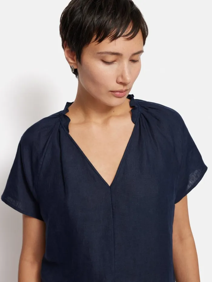 Jigsaw Light Linen Shell Top Navy Women Shirts and Tops
