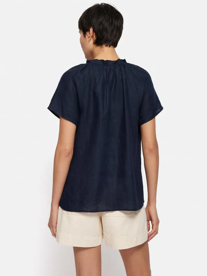 Jigsaw Light Linen Shell Top Navy Women Shirts and Tops