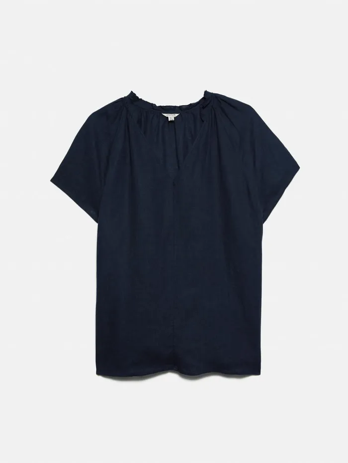 Jigsaw Light Linen Shell Top Navy Women Shirts and Tops