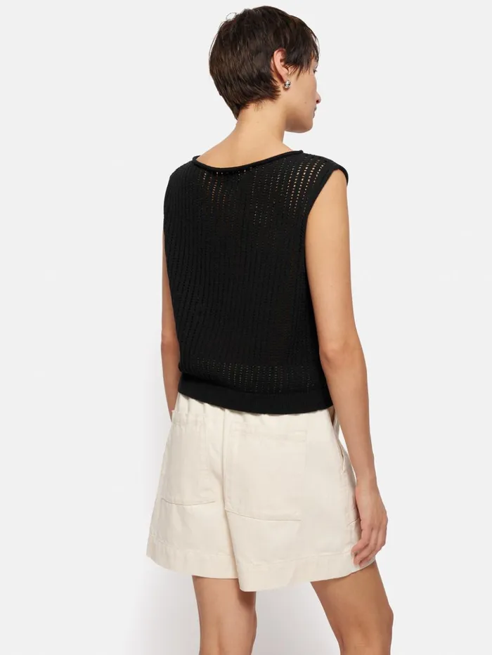 Jigsaw Linear Pointelle Tank Black Women Shirts and Tops