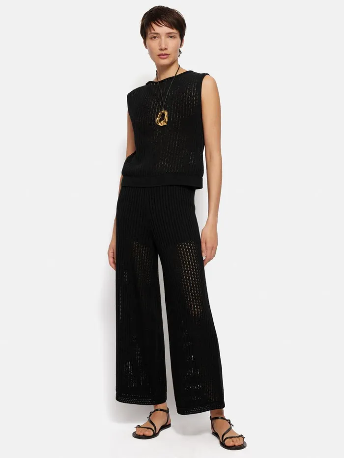 Jigsaw Linear Pointelle Trouser Black Women Trousers