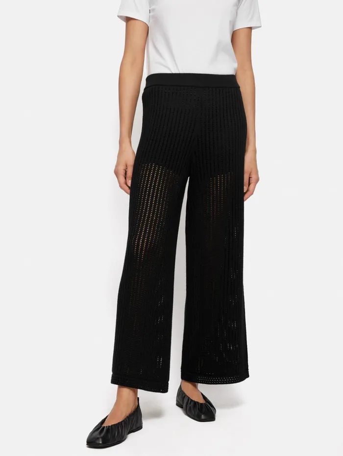 Jigsaw Linear Pointelle Trouser Black Women Trousers