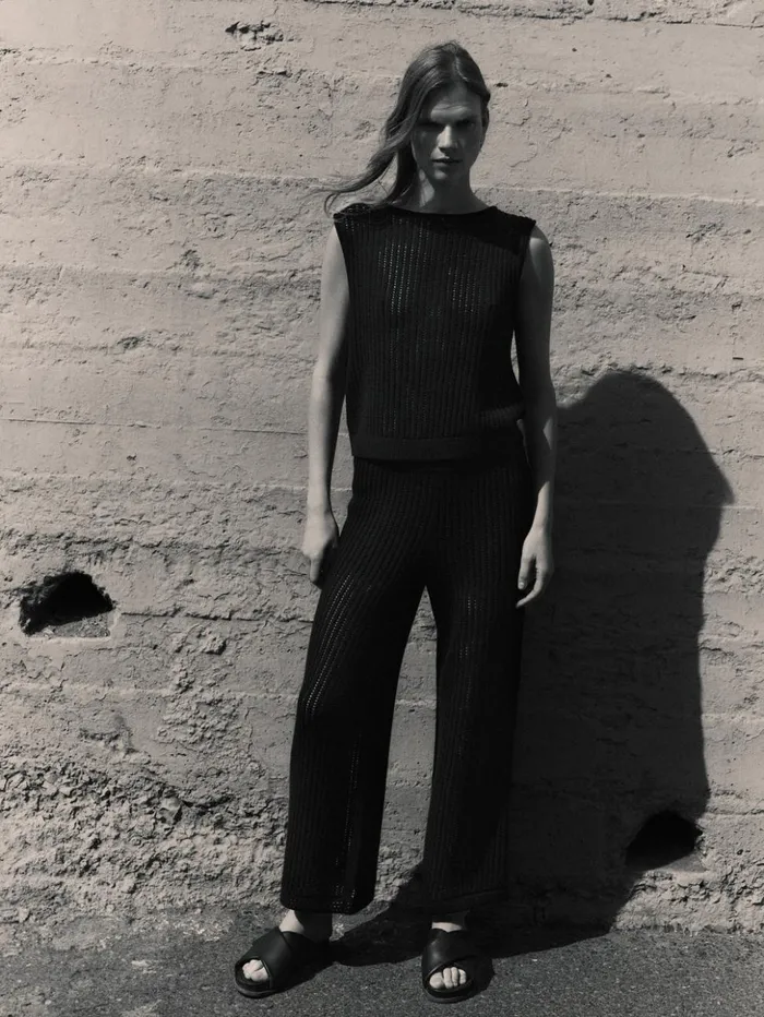 Jigsaw Linear Pointelle Trouser Black Women Trousers