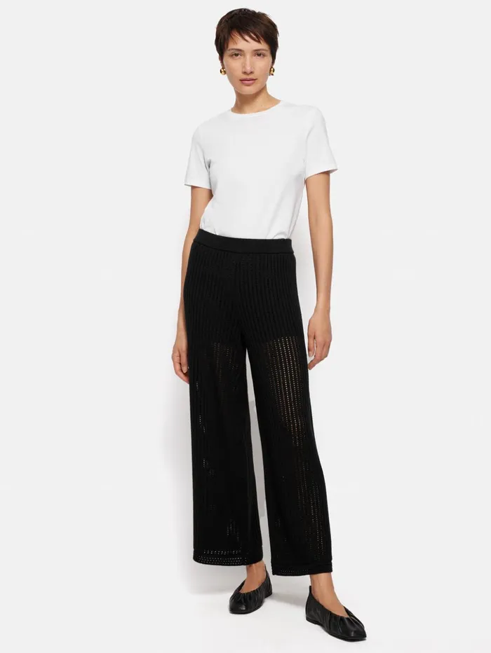Jigsaw Linear Pointelle Trouser Black Women Trousers