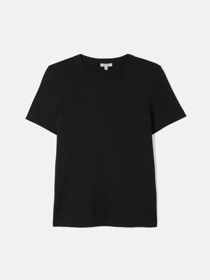 Jigsaw Linen Blythe Half Sleeve Tee Black Women Shirts and Tops