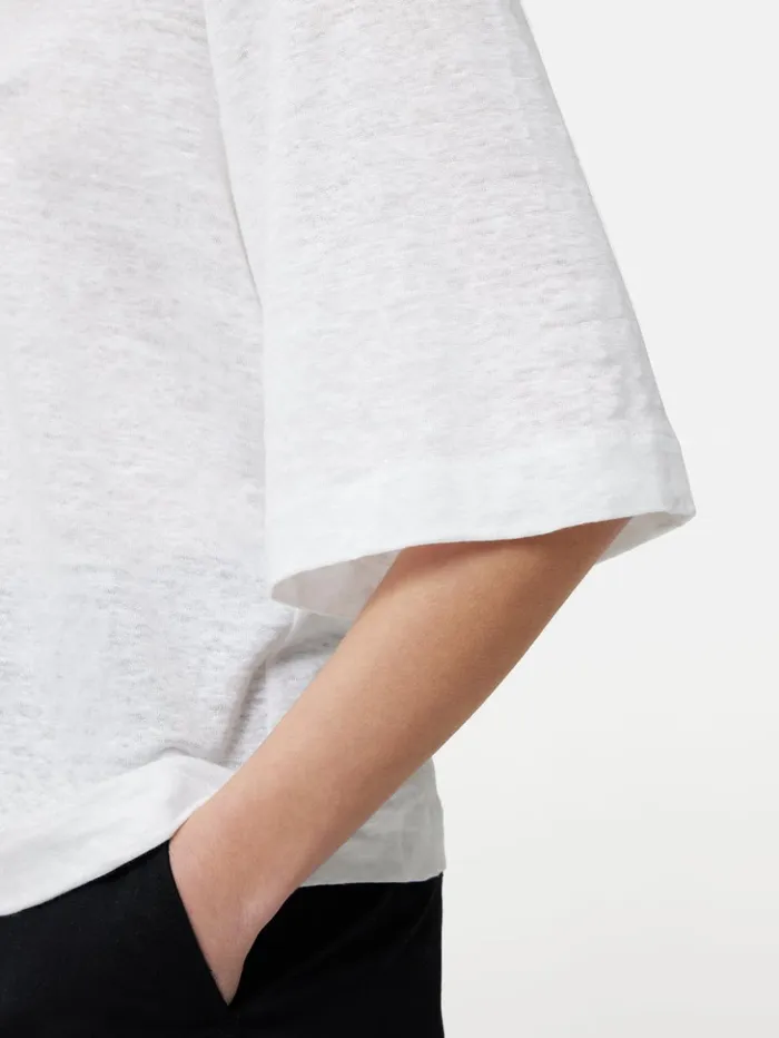 Jigsaw Linen Blythe Half Sleeve Tee White Women Shirts and Tops