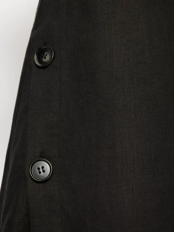 Jigsaw Linen Button Detail Dress Black Women Dresses and Jumpsuits